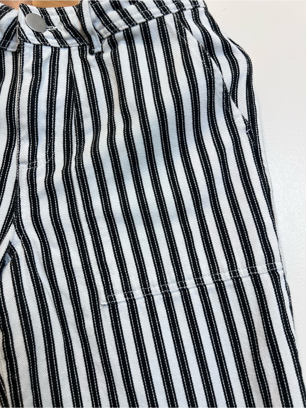 Who What Wear Railroad Stripe Cropped Wide Leg Utility Pants 100% Cotton Size 2 - Picture 6 of 9